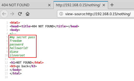 Passwords found in one of the files mentioned in the robots.txt file