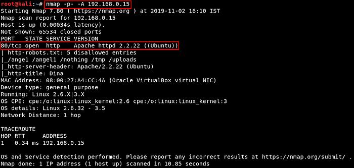 Finding exposed services on the remote machine using the nmap tool