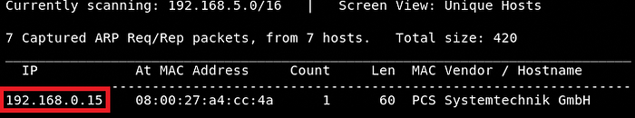 Finding the IP of the remote machine using the netdiscover tool