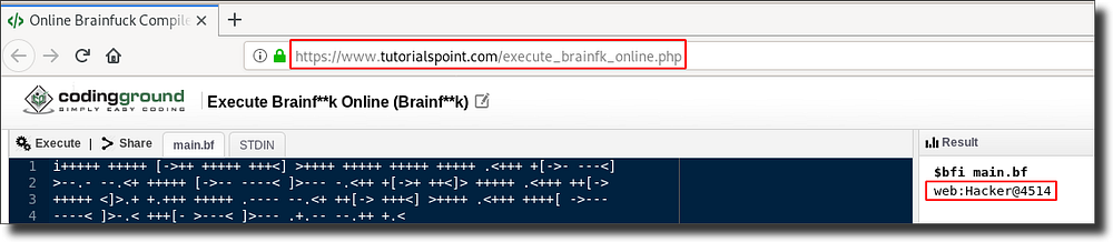 IMG: The output of the Brainf**k program after execution