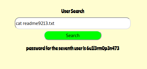 The credential for the seventh user.